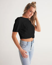 Load image into Gallery viewer, GS. Two Types Black Women's Twist-Front Cropped Tee