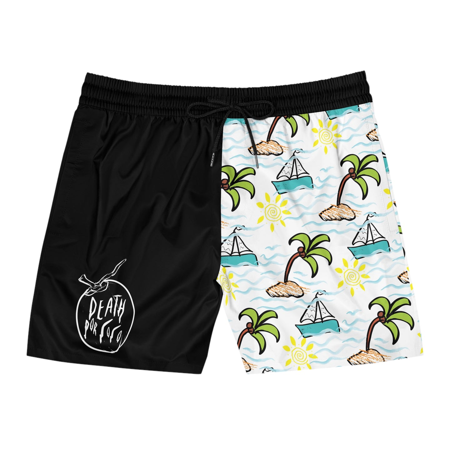 Half Sailboat Print Swim Trunks